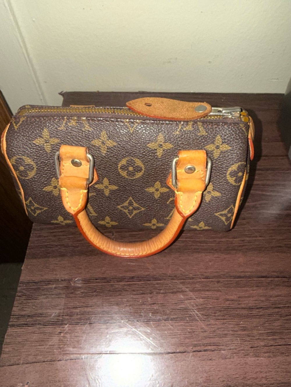 Louis Vuitton Brown Monogram Mini Satchel with Tan Leather Trim